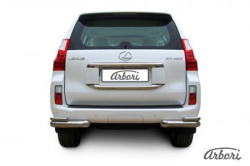 Защита заднего бампера Arbori (уголки, нержавейка, 2 труба d76 и 42 mm). Lexus GX460 J150 дорестайлинг (2009-2013)