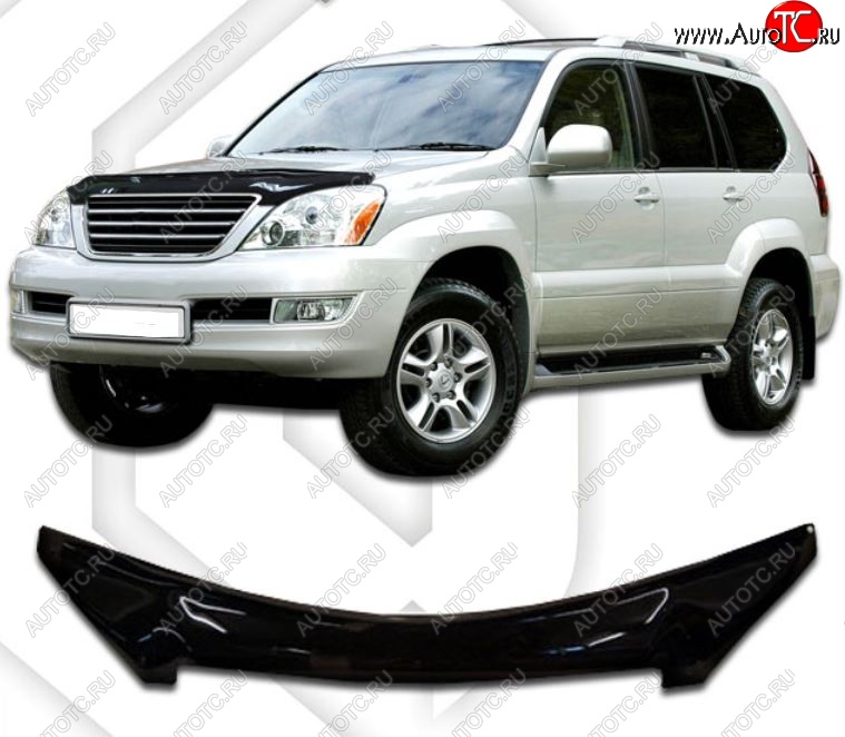 2 399 р. Дефлектор капота CA-Plastiс  Lexus GX470  J120 (2002-2007) дорестайлинг (Classic черный, Без надписи)  с доставкой в г. Владивосток