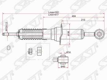 Амортизатор передний SAT (установка на левую или правую сторону) Lexus (Лексус) GX470 (ГХ)  J120 (2002-2007), Toyota (Тойота) Hilux Surf (Хайлюкс)  N210 (2002-2005),  Land Cruiser Prado (Лэнд)  J120 (2002-2009)