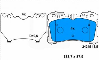 Комплект передних тормозных колодок Toyota (дисковые) Lexus (Лексус) LS600HL (ЛС)  XF40 (2006-2009) XF40 дорестайлинг