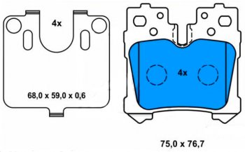 Задние тормозные колодки Toyota (дисковые) Lexus (Лексус) LS600HL (ЛС)  XF40 (2006-2009) XF40 дорестайлинг