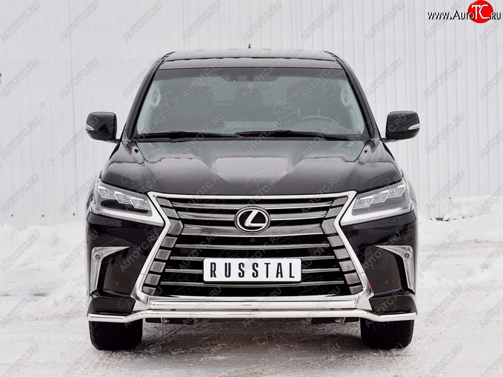 20 199 р. Защита переднего бампера (2 трубы Ø42 мм, нержавейка) Petroil Tuning  Lexus LX450d  J200 (2015-2022) 2-ой рестайлинг  с доставкой в г. Владивосток