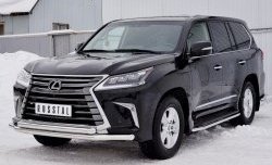 22 699 р. Защита переднего бампера (2 трубыØ63 мм, нержавейка) SLITKOFF  Lexus LX450d  J200 (2015-2022) 2-ой рестайлинг  с доставкой в г. Владивосток. Увеличить фотографию 2