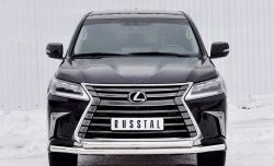 22 699 р. Защита переднего бампера (2 трубыØ63 мм, нержавейка) SLITKOFF  Lexus LX450d  J200 (2015-2022) 2-ой рестайлинг  с доставкой в г. Владивосток. Увеличить фотографию 1