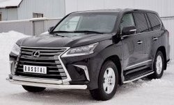 26 849 р. Защита переднего бампера (2 трубыØ76 и 63 мм, нержавейка) SLITKOFF  Lexus LX450d  J200 (2015-2022) 2-ой рестайлинг  с доставкой в г. Владивосток. Увеличить фотографию 2