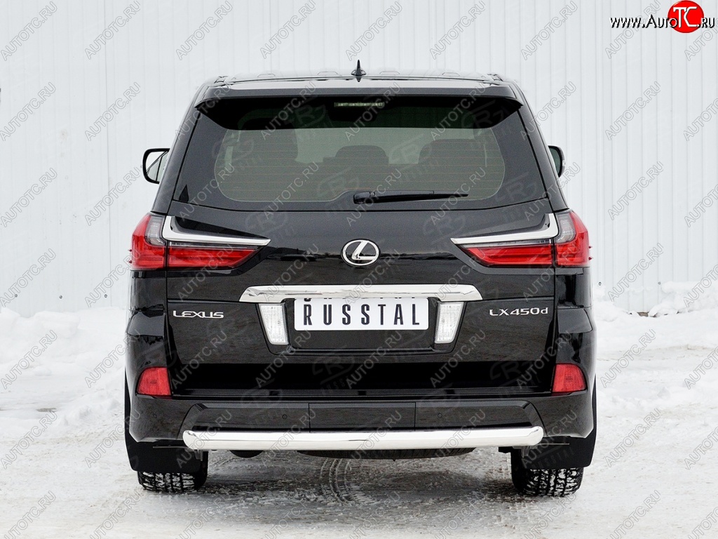 20 599 р. Защита заднего бампера (Ø76 мм, нержавейка, NOT F-SPORT/HERITAGE) SLITKOFF Lexus LX570 J200 2-ой рестайлинг (2015-2022)  с доставкой в г. Владивосток