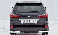 Защита заднего бампера (Ø76 мм уголки, нержавейка) SLITKOFF Lexus LX450d J200 2-ой рестайлинг (2015-2022)