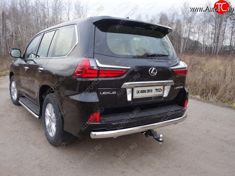 25 999 р. Защита заднего бампера (овальная) ТСС (нержавейка d75х42 мм) Lexus LX570 J200 2-ой рестайлинг (2015-2022)  с доставкой в г. Владивосток