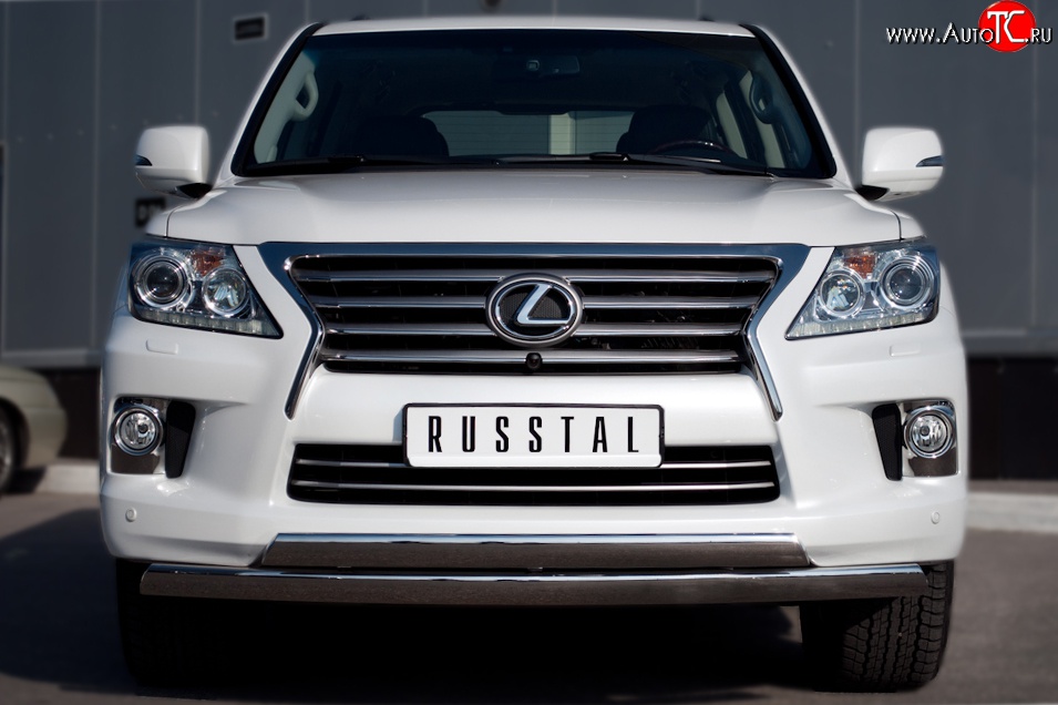 17 999 р. Защита переднего бампера (2 трубыØ75х42 мм, нержавейка) Russtal Lexus LX570 J200 дорестайлинг (2007-2012)  с доставкой в г. Владивосток