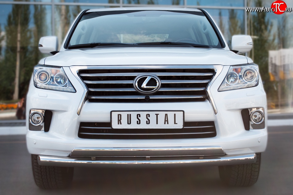 25 999 р. Защита переднего бампера (2 трубыØ76 и 63 мм, нержавейка) Russtal Lexus LX570 J200 дорестайлинг (2007-2012)  с доставкой в г. Владивосток