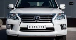 Защита переднего бампера Russtal из овальной трубы диаметром 75x42 мм Lexus LX570 J200 дорестайлинг (2007-2012)