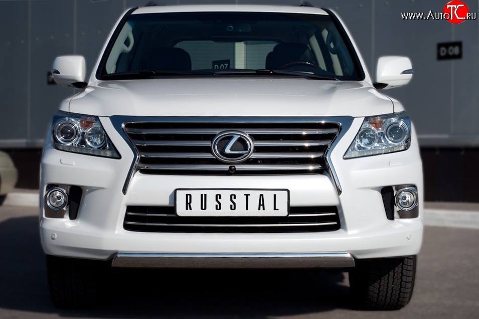 14 999 р. Защита переднего бампера Russtal из овальной трубы диаметром 75x42 мм Lexus LX570 J200 дорестайлинг (2007-2012)  с доставкой в г. Владивосток