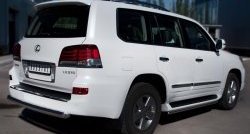 Защита заднего бампера (Ø76 мм, нержавейка) SLITKOFF Lexus LX570 J200 дорестайлинг (2007-2012)