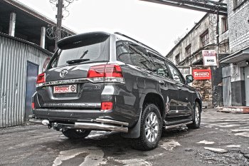 10 999 р. Защита заднего бампера WINBO (уголки, Ø76 и 38 мм, нержавейка) Lexus LX570 J200 дорестайлинг (2007-2012)  с доставкой в г. Владивосток. Увеличить фотографию 2