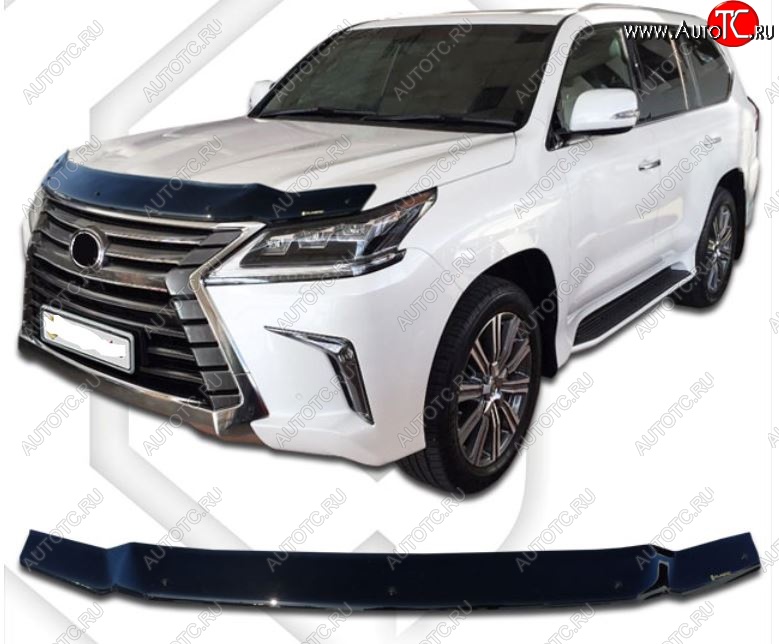 2 199 р. Дефлектор капота CA-Plastiс  Lexus LX570  J200 (2015-2022) 2-ой рестайлинг (Classic черный, Без надписи)  с доставкой в г. Владивосток