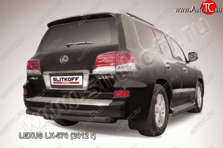 17 999 р. Защита заднего бампера из труб d76 Slitkoff (двойная)  Lexus LX570  J200 (2012-2015) 1-ый рестайлинг (Цвет: серебристый)  с доставкой в г. Владивосток