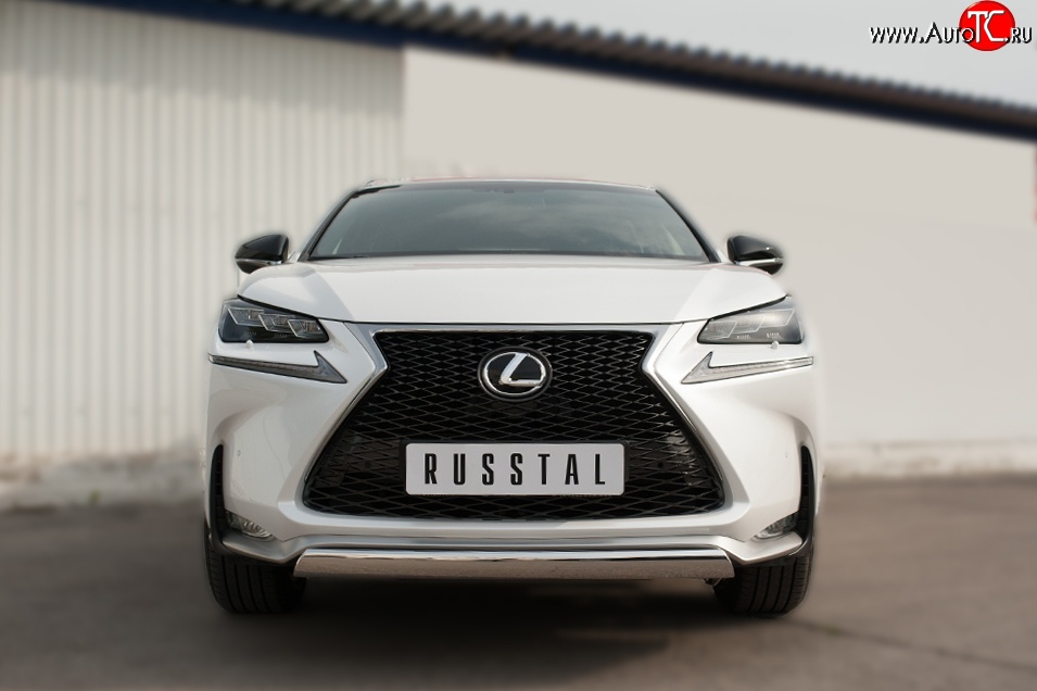 17 299 р. Защита переднего бампера (Ø75х42 мм, нержавейка, F-SPORT) Russtal Lexus NX200T Z10 (2014-2017)  с доставкой в г. Владивосток