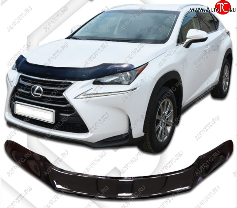 2 359 р. Дефлектор капота CA-Plastic exclusive  Lexus NX300h  Z10 (2014-2017) дорестайлинг (Classic черный, Без надписи)  с доставкой в г. Владивосток