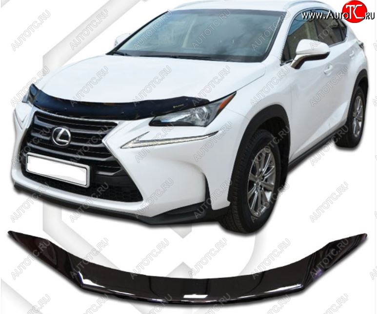 1 999 р. Дефлектор капота CA-Plastic  Lexus NX300h  Z10 (2014-2017) дорестайлинг (Classic черный, Без надписи)  с доставкой в г. Владивосток