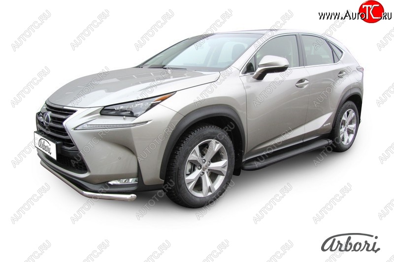 11 609 р. Порожки для ног Arbori Optima Black Lexus NX300h Z10 дорестайлинг (2014-2017)  с доставкой в г. Владивосток