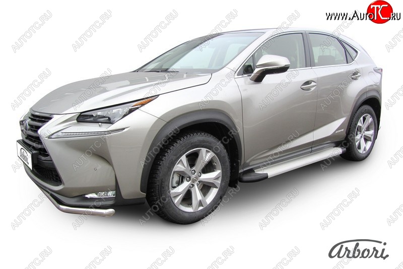 10 979 р. Порожки для ног Arbori Optima Silver Lexus NX300h Z10 дорестайлинг (2014-2017)  с доставкой в г. Владивосток