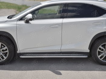 26 999 р. Порожки для ног (труба Ø42) SLITKOFF Lexus NX300h Z10 дорестайлинг (2014-2017) (лист алюм, проф. нерж)  с доставкой в г. Владивосток. Увеличить фотографию 2