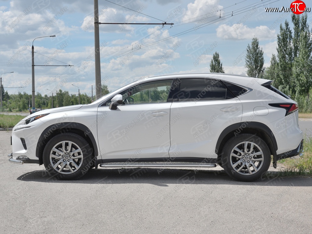 26 999 р. Порожки для ног (труба Ø42) SLITKOFF Lexus NX300h Z10 дорестайлинг (2014-2017) (лист алюм, проф. нерж)  с доставкой в г. Владивосток