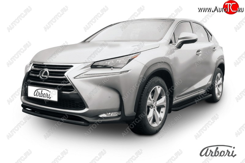 4 544 р. Защита переднего бампера Arbori (короткая, черная, 1 труба d57 mm). Lexus NX300h Z10 дорестайлинг (2014-2017)  с доставкой в г. Владивосток