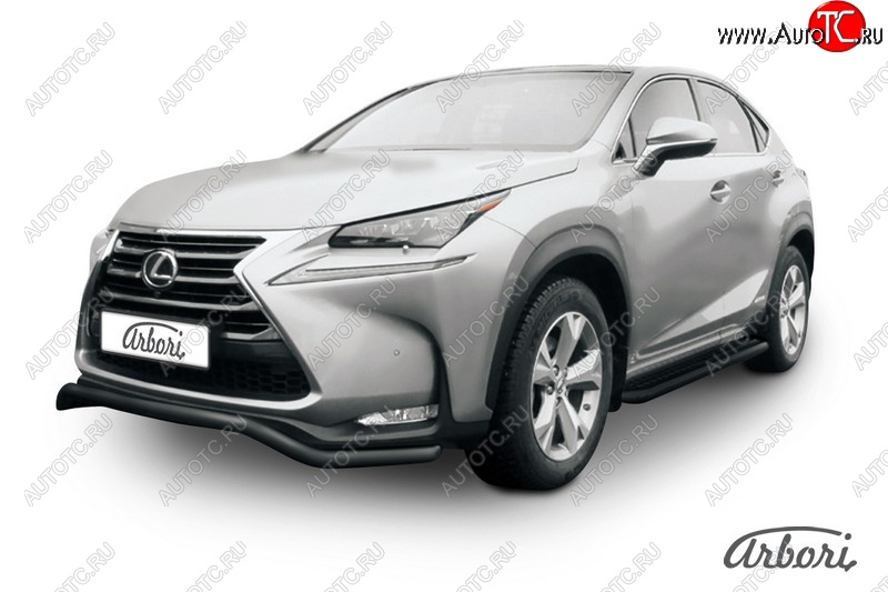 7 559 р. Защита переднего бампера Arbori (волна, черная, 1 труба d57 mm). Lexus NX300h Z10 дорестайлинг (2014-2017)  с доставкой в г. Владивосток