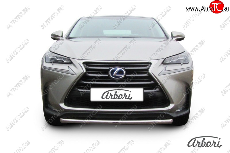 8 549 р. Защита переднего бампера Arbori (короткая, нержавейка, 1 труба d57 mm). Lexus NX300h Z10 дорестайлинг (2014-2017)  с доставкой в г. Владивосток