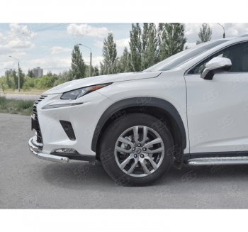 22 799 р. Защита переднего бампера (2 трубы Ø63 и 42 мм, нержавейка) SLITKOFF Lexus NX300h Z10 дорестайлинг (2014-2017)  с доставкой в г. Владивосток. Увеличить фотографию 2