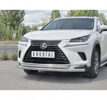 22 799 р. Защита переднего бампера (2 трубы Ø63 и 42 мм, нержавейка) SLITKOFF Lexus NX300h Z10 дорестайлинг (2014-2017)  с доставкой в г. Владивосток. Увеличить фотографию 3