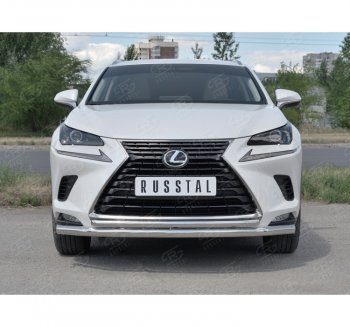 22 799 р. Защита переднего бампера (2 трубы Ø63 и 42 мм, нержавейка) SLITKOFF Lexus NX300h Z10 дорестайлинг (2014-2017)  с доставкой в г. Владивосток. Увеличить фотографию 4