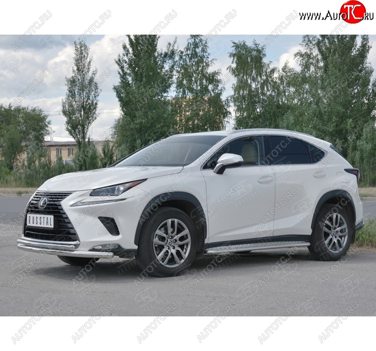 22 799 р. Защита переднего бампера (2 трубы Ø63 и 42 мм, нержавейка) SLITKOFF Lexus NX300h Z10 дорестайлинг (2014-2017)  с доставкой в г. Владивосток