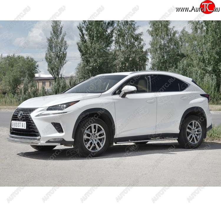 18 949 р. Защита переднего бампера (2 трубы Ø42 мм, нержавейка) SLITKOFF  Lexus NX300h  Z10 (2014-2017) дорестайлинг  с доставкой в г. Владивосток