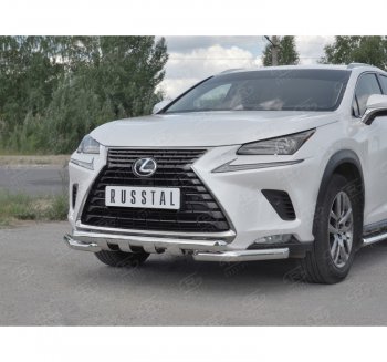 27 999 р. Защита переднего бампера (Ø63 мм с клыками, нержавейка) SLITKOFF  Lexus NX300h  Z10 (2014-2017) дорестайлинг  с доставкой в г. Владивосток. Увеличить фотографию 3