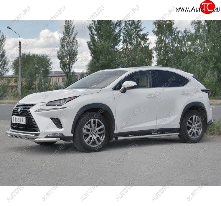 27 999 р. Защита переднего бампера (Ø63 мм с клыками, нержавейка) SLITKOFF  Lexus NX300h  Z10 (2014-2017) дорестайлинг  с доставкой в г. Владивосток