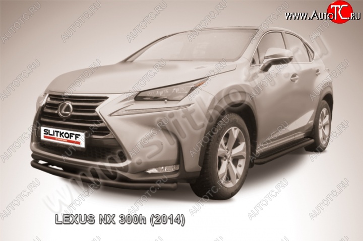 10 449 р. Защита переднего бампера из трубы d57 Slitkoff (радиусная) Lexus NX300h Z10 дорестайлинг (2014-2017) (Цвет: серебристый)  с доставкой в г. Владивосток