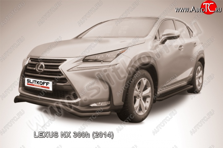 11 249 р. Защита переднего бампера из трубы d57 Slitkoff (волна) Lexus NX300h Z10 дорестайлинг (2014-2017) (Цвет: серебристый)  с доставкой в г. Владивосток