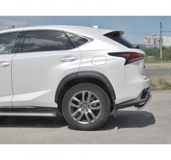 17 749 р. Защита заднего бампера (Ø42 мм волна, нержавейка) SLITKOFF Lexus NX300h Z10 дорестайлинг (2014-2017)  с доставкой в г. Владивосток. Увеличить фотографию 2