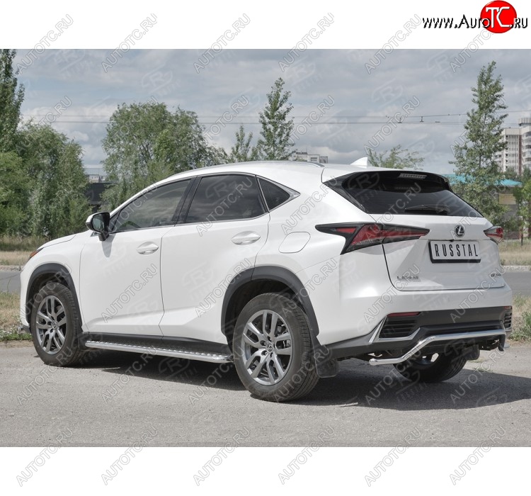 17 749 р. Защита заднего бампера (Ø42 мм волна, нержавейка) SLITKOFF Lexus NX300h Z10 дорестайлинг (2014-2017)  с доставкой в г. Владивосток