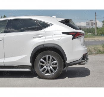 21 849 р. Защита заднего бампера (2 трубы Ø63 и 42 мм, нержавейка) SLITKOFF Lexus NX300h Z10 дорестайлинг (2014-2017)  с доставкой в г. Владивосток. Увеличить фотографию 2