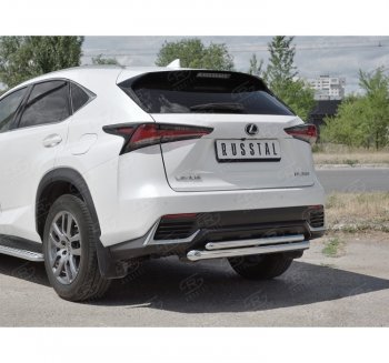 21 849 р. Защита заднего бампера (2 трубы Ø63 и 42 мм, нержавейка) SLITKOFF Lexus NX300h Z10 дорестайлинг (2014-2017)  с доставкой в г. Владивосток. Увеличить фотографию 3