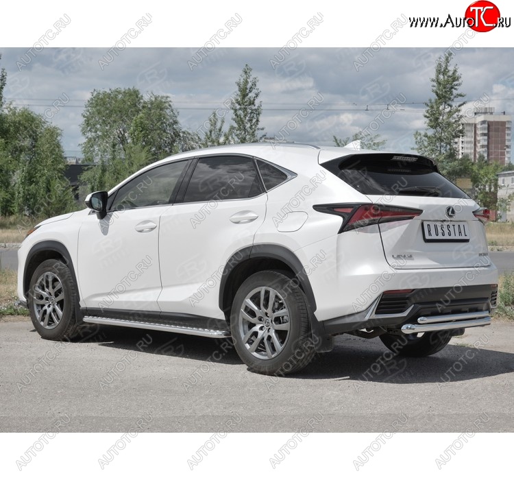 21 849 р. Защита заднего бампера (2 трубы Ø63 и 42 мм, нержавейка) SLITKOFF Lexus NX300h Z10 дорестайлинг (2014-2017)  с доставкой в г. Владивосток