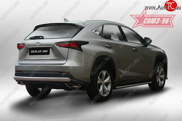 15 434 р. Защита заднего бампера Souz-96 рестайлинг (овал 75х42) Lexus NX300h Z10 дорестайлинг (2014-2017)  с доставкой в г. Владивосток