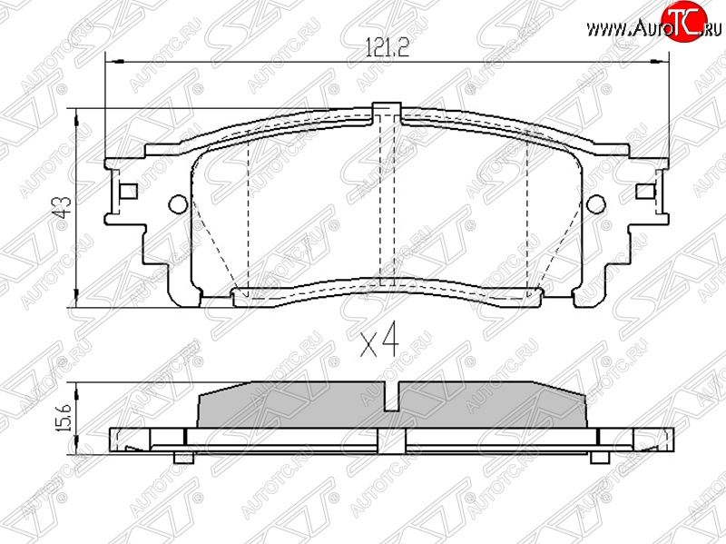 1 249 р. Колодки тормозные SAT (задние) Lexus NX200 Z10 дорестайлинг (2014-2017)  с доставкой в г. Владивосток