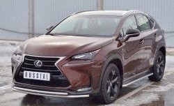 16 999 р. Защита переднего бампера (2 трубыØ42 мм, нержавейка) SLITKOFF  Lexus NX200  Z10 (2014-2017) дорестайлинг  с доставкой в г. Владивосток. Увеличить фотографию 2