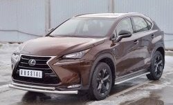 20 849 р. Защита переднего бампера (2 трубыØ63 и 42 мм, нержавейка) SLITKOFF Lexus NX200 Z10 дорестайлинг (2014-2017)  с доставкой в г. Владивосток. Увеличить фотографию 2