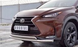 21 349 р. Защита переднего бампера (2 трубыØ63 и 75х42 мм, нержавейка) Russtal Lexus NX200 Z10 дорестайлинг (2014-2017)  с доставкой в г. Владивосток. Увеличить фотографию 4