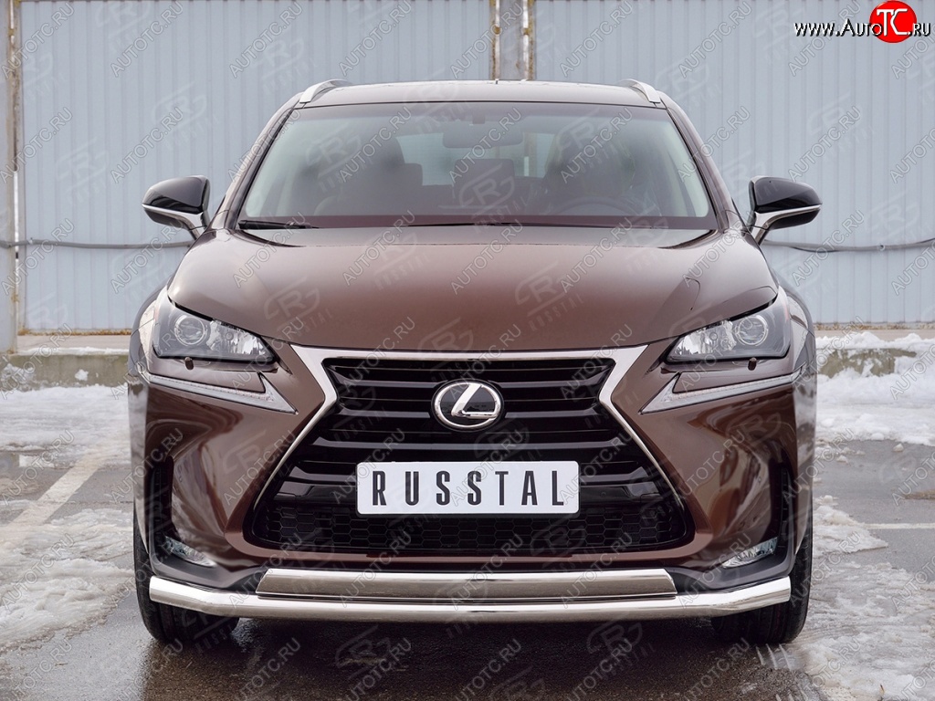 21 349 р. Защита переднего бампера (2 трубыØ63 и 75х42 мм, нержавейка) Russtal Lexus NX200 Z10 дорестайлинг (2014-2017)  с доставкой в г. Владивосток